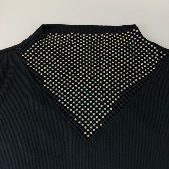 Nikki Lund Shirt Womens Small Black Long Sleeve Tee Stretch Rhinestone NWT - Picture 9 of 9